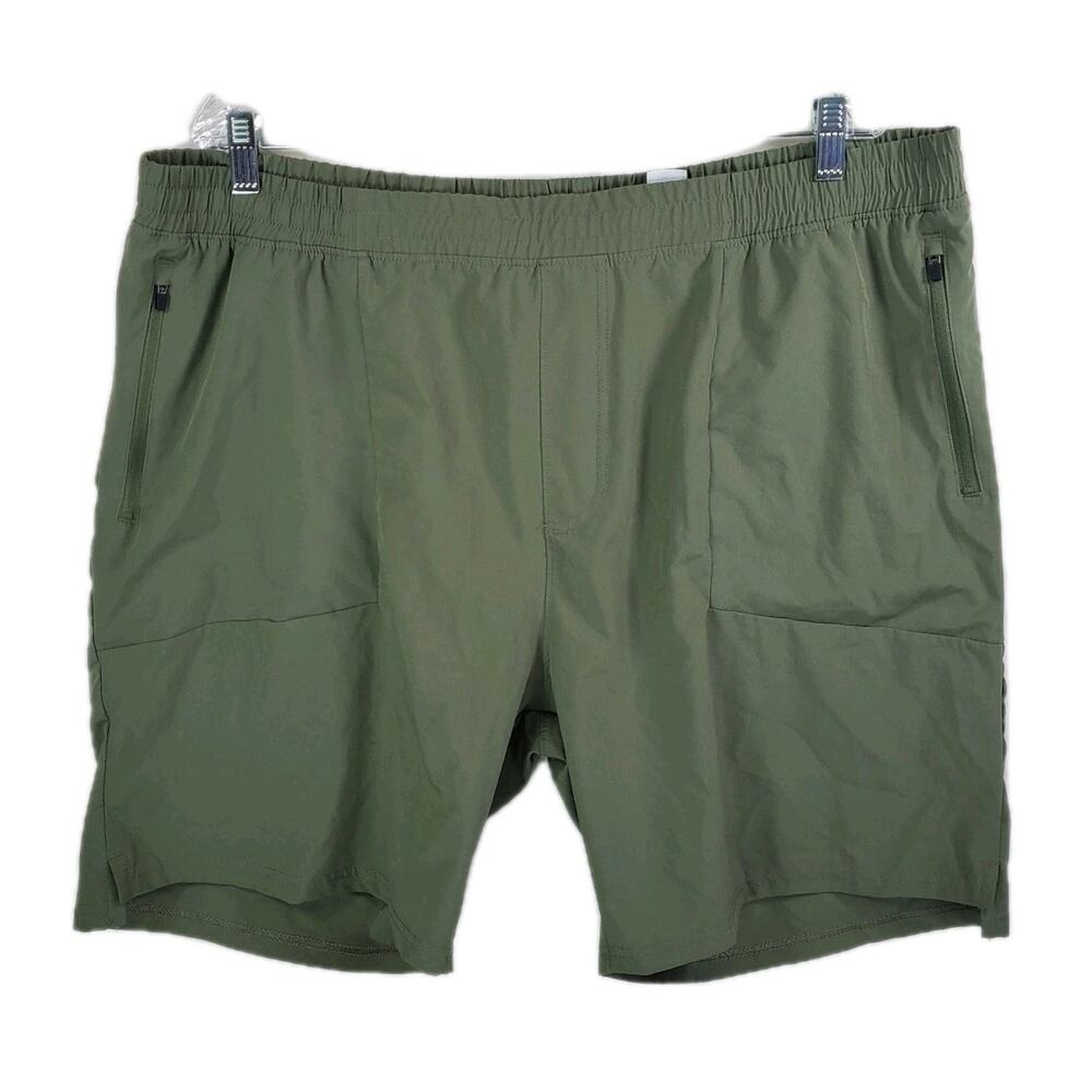 Right Of Way Shorts Men’s XXL Green 7.5” Inseam Drawstring Lined Running Active